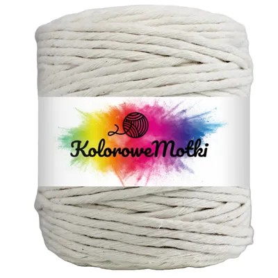 Zdjęcie produktu dla KoloroweMotki | Sznurek bawełniany 50m 5mm Naturalny | Idealny do rękodzieła, makramy, prac artystycznych, pakowania prezentów