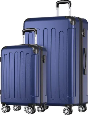Produktbild von TRVLMORE Kofferset 2-teilig, 38L Handgepäck + 110L Aufgabegepäck, leichter Hartschalen-Trolley-Koffer mit Zahlenschloss, Dunkelblau – Reisekoffer-Set mit 360-Grad-Rollen, stapelbar