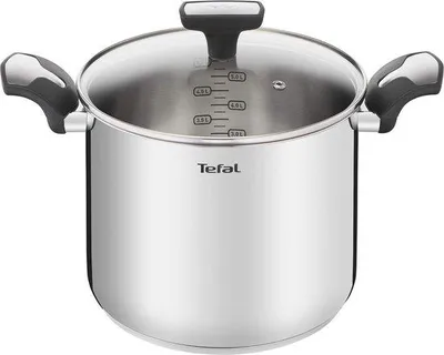 Immagine prodotto di Casseruola RVS di alta qualità da 22 cm - 6 litri con fondo spesso e coperchio in vetro