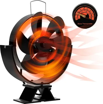 Obrázek produktu pro Bettizia Komínový ventilátor se 6 lopatkami Ventilátor na kamna Ventilátor na kamna Elektrický ventilátor na kamna Krbový ventilátor na dřevo/krb/krbová kamna/krbová kamna