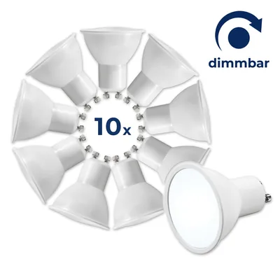 Produktbild von McShine - LED Strahler GU10 Warmweiß | MS-60dimm | LED-Leuchtmittel 6W, 510lm 3000K Abstrahlwinkel 120° PAR16 LED Lampe ersetzt 50W Halogen Leuchtmittel, dimmbar, 10 Stück