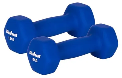 Produktbild von Rebel Active RBA-2330-1.5 Hantelset, 2 x 1,5 kg, Gusseisen mit Neopren-Ummantelung, Blau