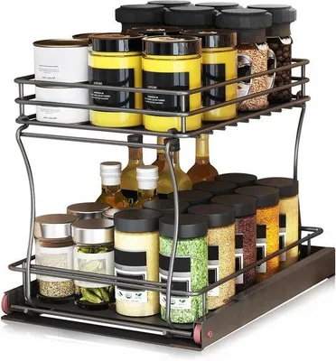Image de Étagère à épices et bocaux de conservation pour organiser la cuisine, noir