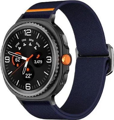 Produktbild von Strap-it Elastisches Nylonband mit Clipverschluss - passend für Samsung Galaxy Watch 8 - 40mm / Galaxy Watch 8 - 44mm / Galaxy Watch 8 Classic (dunkelblau)