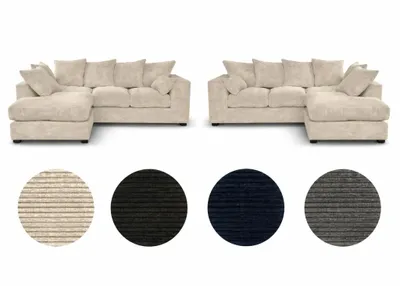 Zdjęcie produktu dla Narożnik lewy DIVERS 3-osobowy sztruks beżowy 212x166 cm sofa L do salonu nowoczesny
