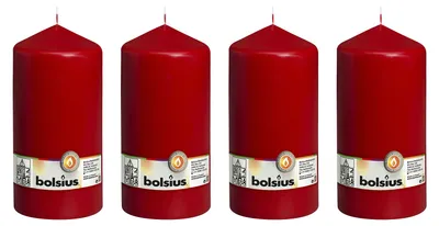 Immagine prodotto di set di 4 candele a colonna - Altezza 20 cm - Diametro 9,8 cm - Rosso
