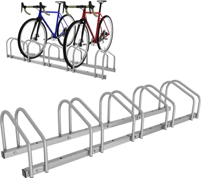 Obrázok produktu pre Yakimz stojan na 2-6 bicyklov, stojan na bicykle, šírka pneumatík 35-55 mm, viacnásobný stojan, strieborný - 5 bicyklov