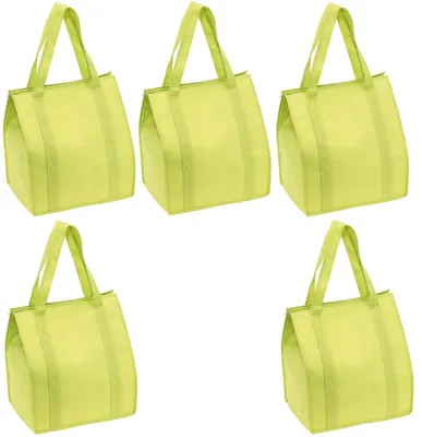 Produktbild von 5 x Kühltasche Groß Einkaufstasche 35x25x38 Reißverschluss Stoffbeutel Hellgrün