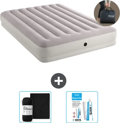Produktbild von Intex Luftbett - 2 Personen - 152 x 203 x 30 cm - Grau - Inklusive Pumpe - Spannbettuch en Reperaturset