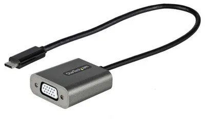 Produktbild von StarTech.com USB-C auf VGA Adapter - 1080p USB Typ-C auf VGA Adapter Dongle, USB-C (DP Alt Mode) auf VGA Monitor/TV Adapter, Thunderbolt 3 kompatibel - 30cm Angeschlossenes Kabel - Verbesserte Version von CDP2VGA, USB Typ-C, VGA-Ausgang (D-Sub), 1920 x 1200 Pixel