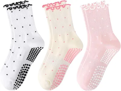 Imagen del producto de Calcetines de Pilates para mujer, tipo tobillera, antideslizantes, 1 par, para yoga y danza