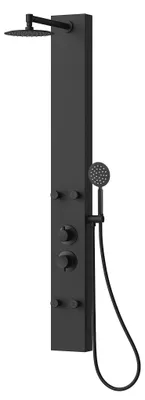 Immagine prodotto di Badplaats Colonna Doccia Caldera 140 x 20 cm - Nero - Set Doccia in Alluminio con Miscelatore e Soffione