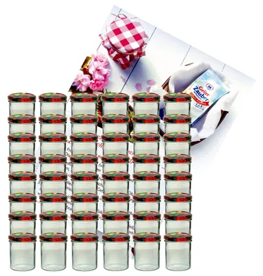 Produktbild von 48er Set Sturzglas 350 ml Marmeladenglas Einmachglas Einweckglas To 82 Obst Deckel incl. Rezeptheft