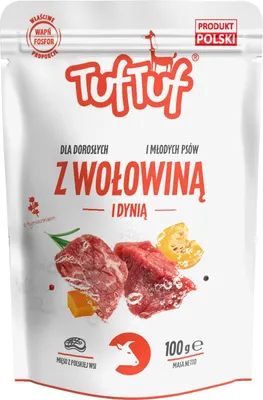 Image de TufTuf nourriture humide pour chiens, sachet, bœuf haché, potiron, 10 x 100 g