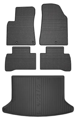 Zdjęcie produktu dla Dywaniki gumowe + mata bagażnika do Kia Niro I 2016-2022 (SUV/crossover, bez subwoofera) – czarne, dopasowane – Wielganizator SolidPRO