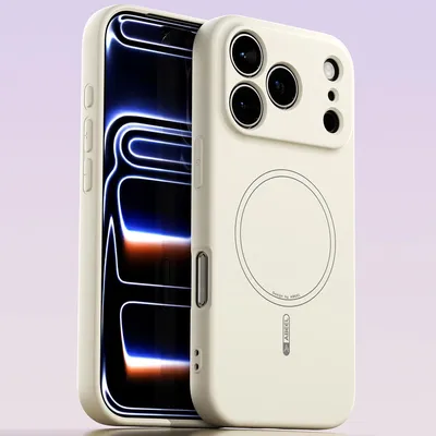 Obrázek produktu pro Magnetické pouzdro pro iPhone 17 Pro, kompatibilní s MagSafe, tekutý silikon, nárazuvzdorné a odolné proti poškrábání Béžová