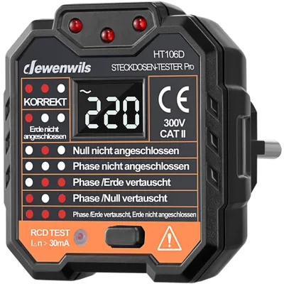 Produktbild von DEWENWILS Strommessgeräte mit RCD-Prüfung, Steckdosentester, FI Test, 48-250V
