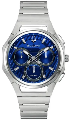 Image de Montre-bracelet pour homme Bulova 96A339 Chronographe Curv, acier/bleu