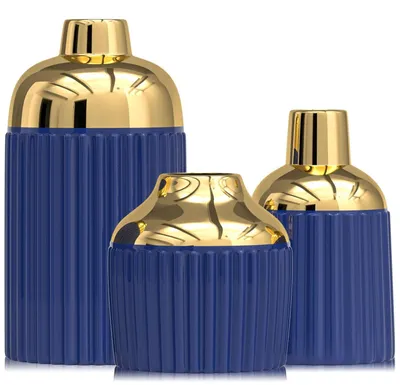 Immagine prodotto di Omgoods - Set di 3 vasi in Vetroceramica dorata per l'arredamento della casa