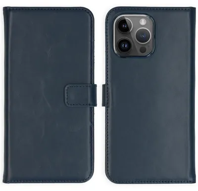 Imagen del producto de Funda de Cuero Auténtico tipo Libro para Apple iPhone 15 Pro Max - Azul