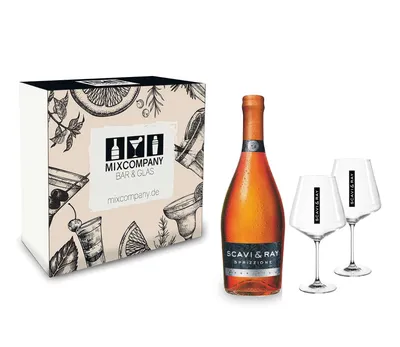 Produktbild von Scavi & Ray Geschenkset - Scavi & Ray Sprizzione Aperitivo 0,75l (8% Vol) + 2x Weingläser (20cl) -[Enthält Sulfite]