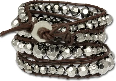 Produktbild von SilberDream Armband Leder -Rindsleder- Leder braun Metallperle Damen LA2917W