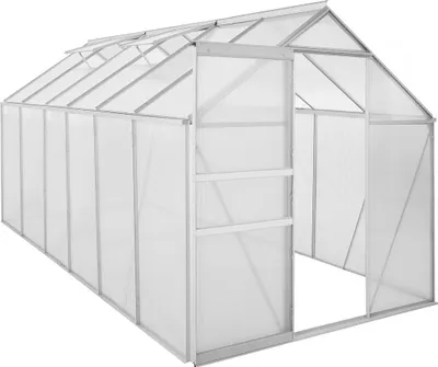 Image de Serre jardin polycarbonate 370 x 190 x 195 cm "Basilic" - 7,03 m² - Gris