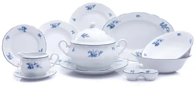 Produktbild von Speiseset Thun Rose, blaue Rosen, 25 Teile