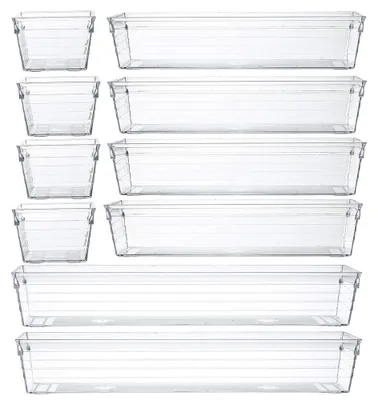 Schubladen-Organizer-Set, 10-teilig, durchsichtig, Kunststoff