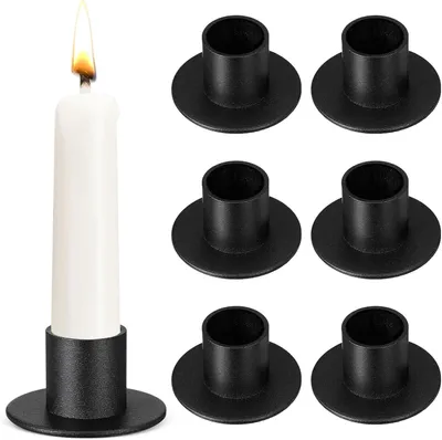 Productafbeelding van Kaarsenhouder voor staafkaarsen, tafelkaarsenhouder van wit metaal, kaarsenhouder voor eetkamer, woonkamer, decoratie (6, zwart)