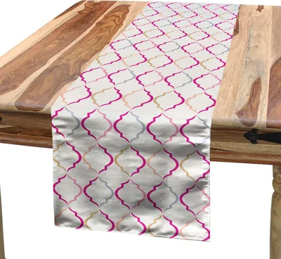 Produktbild von ABAKUHAUS Gitter Tischläufer, Viktorianische alte ovale Formen Retro Antiker traditioneller Weinlese-Art-Muster-Druck, 40 x 180 cm, Mehrfarbig