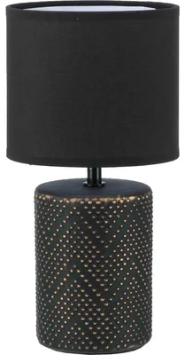 Produktbild von B&S Keramik Tischlampe mit Stoffschirm Rund E27 Höhe 34 cm schwarz / gold