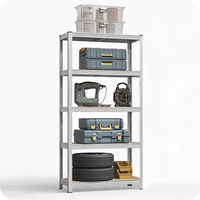 Produktbild von KRUMAD Schwerlastregal 180x90x40 cm 5 MDF Böden 875 kg Tragkraft Regal Metall für Garage Keller Werkstatt Lagerregal ohne Schrauben Höhenverste
