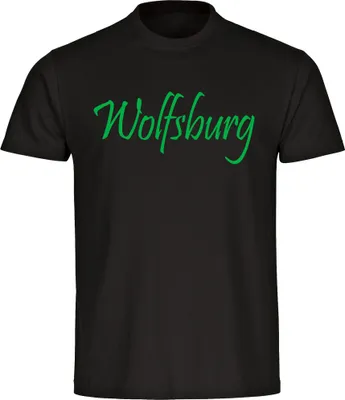 Produktbild von multifanshop Kinder T-Shirt - Wolfsburg - Schriftzug, schwarz, Größe 152