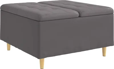 Obrázok produktu pre vidaXL Úložný taburet, sivý, 80 x 80 x 45 cm, umelá koža