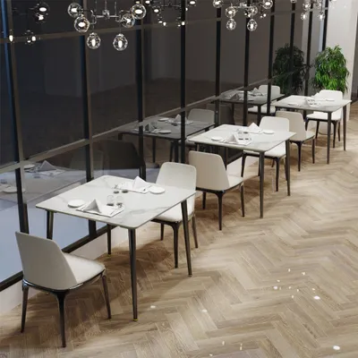 Produktbild von WISFOR Esstisch Marmor Optik, Küchentisch Esszimmertisch für 4 Personen, Rechteckig Tisch mit rutschfesten Beinen aus Metall, Modern Design, Bentley Weiß