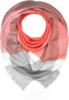 Produktbild von Damen Strickschal kariert Karo XXL Wollschal Oversized Winterschal Autiga® pink-grau