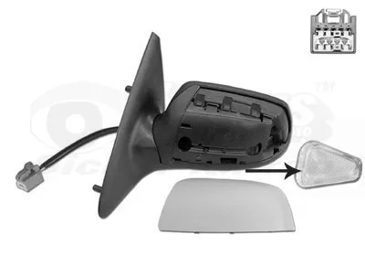Produktbild von VAN WEZEL 1829827 Außenspiegel Seitenspiegel Links für FORD MONDEO III Kombi (BWY) Asphärisch Beheizt Grundiert