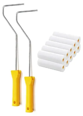 Produktbild von Farbroller Set, 10 x 10 cm Farbrollen + 2 Farbrollenbügel