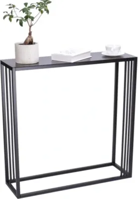 Produktbild von Konsolentisch Metallregal Schwarz 80x80x25cm Metallrahmen Flurtisch Dekotisch Sideboard Beistelltisch Wohnzimmer Eingangsbereich