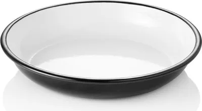 Produktbild von 12x Teller GRACE, tief, Ø 22 cm, 600 ml, Emaille, weiß schwarz