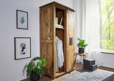 Produktbild von MASSIVMOEBEL24 Schrank Mango 100x60x190 natur lackiert RAILWAY #116