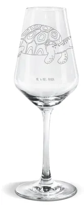 Produktbild von Mr. & Mrs. Panda Weinglas Schildkröte Marschieren - Transparent - Geschenk, Meer, Motivation, Schildkröten, Weißwein Glas, wein, Inspiration, Neustart, Weißweinkelch
