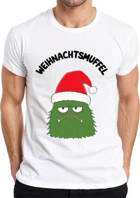 Immagine prodotto di WEIHNACHTSMUFFEL Maglietta da uomo sarcastica con cappello di Babbo Natale, bianco, 3XL
