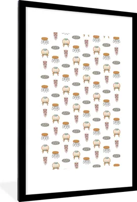Produktbild von MuchoWow® MuchoWow® Gerahmtes Poster Wohnzimmer - Muster - Farben 60x90 cm - Poster mit zchwarzem Bilderrahmen - Dekoration - Wandposter Wohnzimmer - Hochwertig