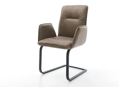 Produktbild von DELIFE Freischwinger Vinja-Flex Mikrofaser Taupe Vintage Freischwinger flach Schwarz