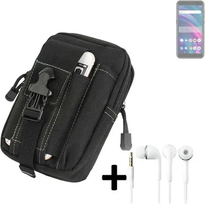 Produktbild von K-S-Trade Gürteltache + Kopfhörer kompatibel mit BLU C5 Max Gürtel Tasche Holster Schutz Hülle Handy Hülle  schwarz inkl. Extrafächer