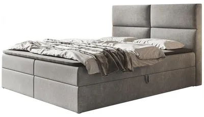 Produktbild von Boxspringbett Lizbona 120x200 mit Stauraum und Bonell-Matratze, Grau
