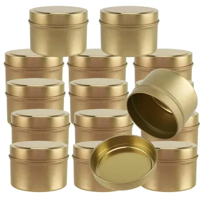 Productafbeelding van Omgoods- Kaarsblikken 24 Stuks - 4 oz Gouden Kaarscontainers - Lege Kaarsenpotten - Metalen Blikken - Voor Kaarsenmaken - Kunst en Ambacht