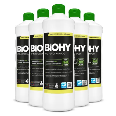 Produktbild von BiOHY KFZ Autoshampoo , Autowaschmittel, Auto Shampoo, Schaumreiniger – 6er Pack (6 x 1 Liter Flasche)
